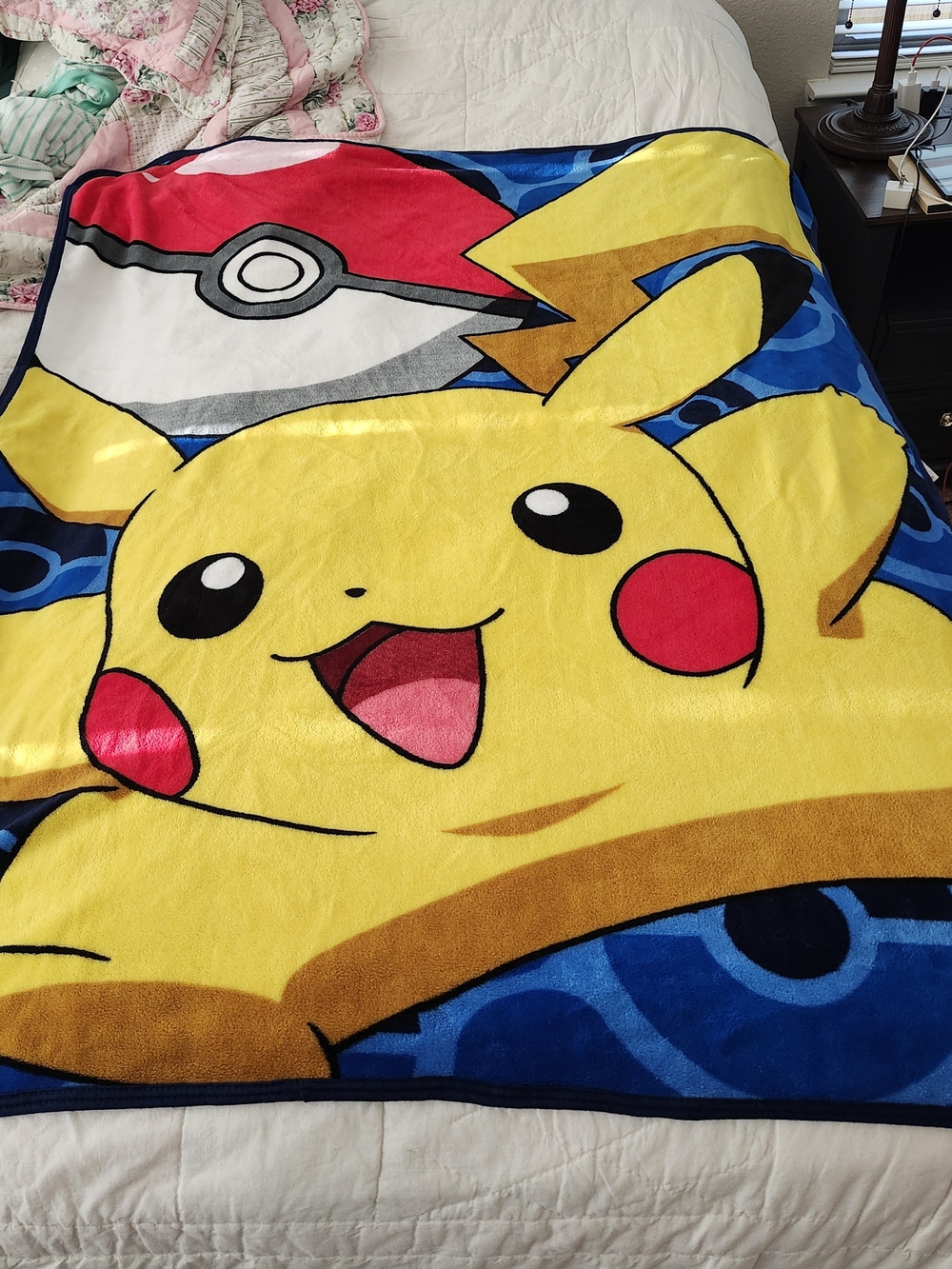 The Northwest Pokemon Pokeball Power Pikachu Blue Throw Blanket Kids Plush Soft